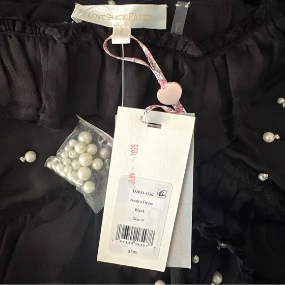 NWT LOVESHACKFANCY Andra mini pearl embellished babydoll dress